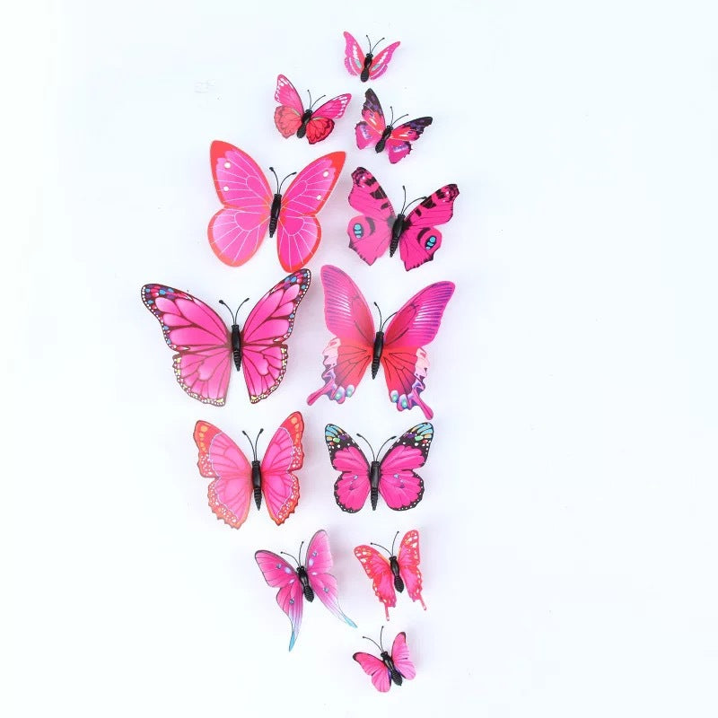 Single Layer 12pcs 3D Realistic Butterfly Wall Stickers - Removable Decals for Nursery, Bedroom, Living Room Decor (Self-Adhesive, Home Wall Art, Aesthetic Decoration)