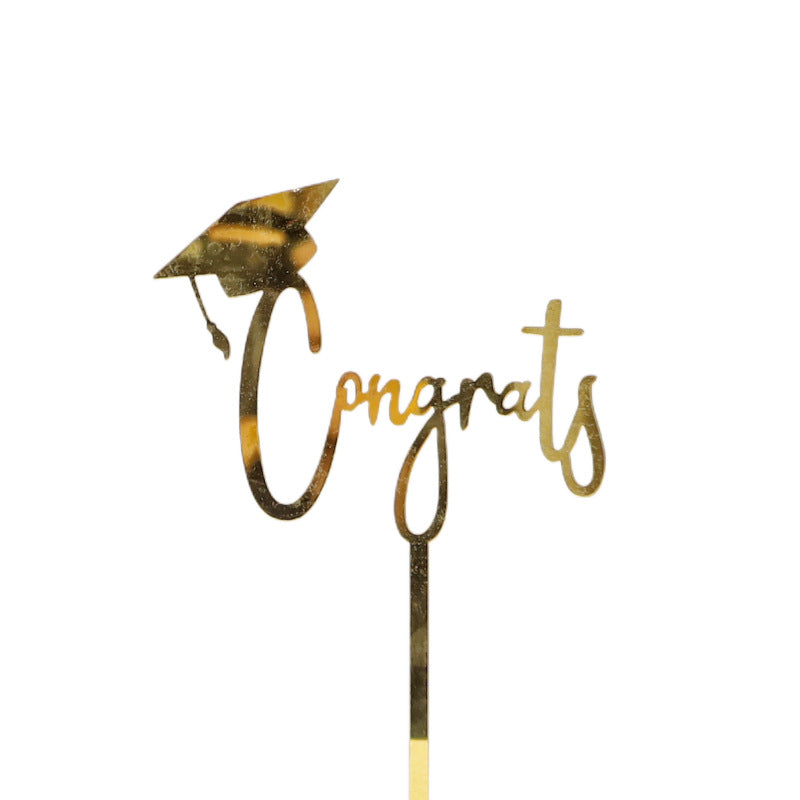 Graduation Cake Toppers Black Gold Acrylic GRAD 2025 Design Table Centerpiece Sticks for Party Cake Decorations Supplies