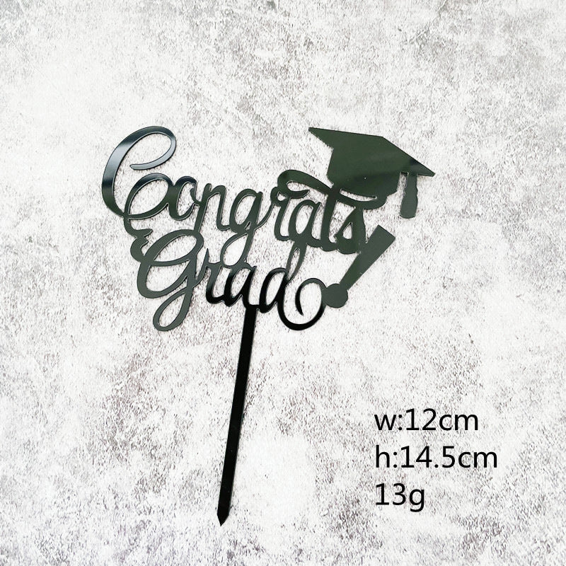 2025 Graduation Cake Topper Black Gold Acrylic Cake Topper Congrats Grad You Did It Congratulations 5 Design Table Centerpiece Sticks Grad Party Food Appetizer Picks for Cake Decor Supplies