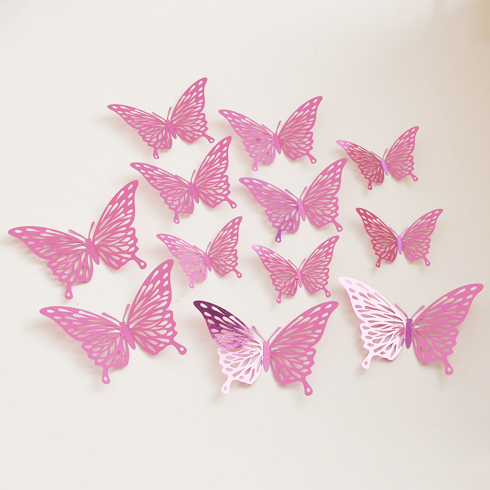 Black 3D Hollow-Out Butterfly Wall Stickers - Bulk Pack for Living Room Decor, Wedding & Holiday Party Decoration