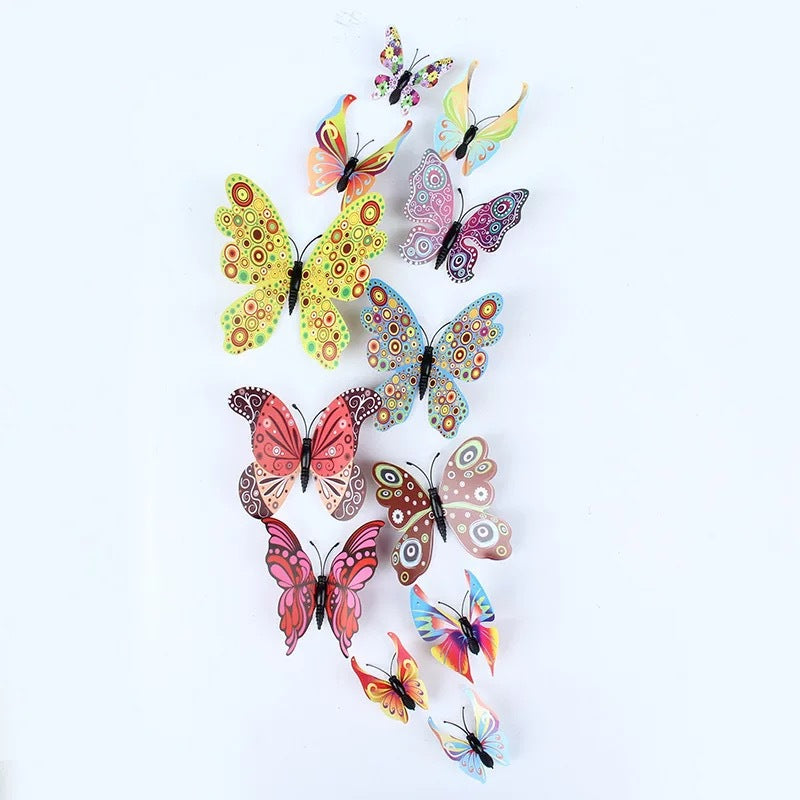 Single Layer 12pcs 3D Realistic Butterfly Wall Stickers - Removable Decals for Nursery, Bedroom, Living Room Decor (Self-Adhesive, Home Wall Art, Aesthetic Decoration)