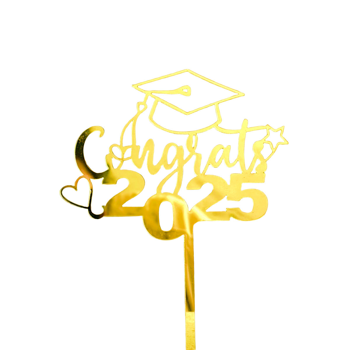 Graduation Cake Toppers Black Gold Acrylic GRAD 2025 Design Table Centerpiece Sticks for Party Cake Decorations Supplies