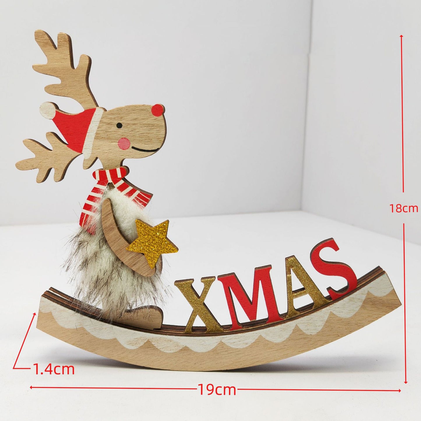 Nordic Wooden Reindeer Christmas Ornament - Handcrafted Table Centerpiece for Holiday Decor