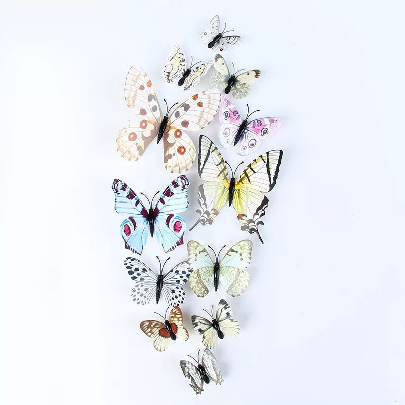 Single Layer 12pcs 3D Realistic Butterfly Wall Stickers - Removable Decals for Nursery, Bedroom, Living Room Decor (Self-Adhesive, Home Wall Art, Aesthetic Decoration)