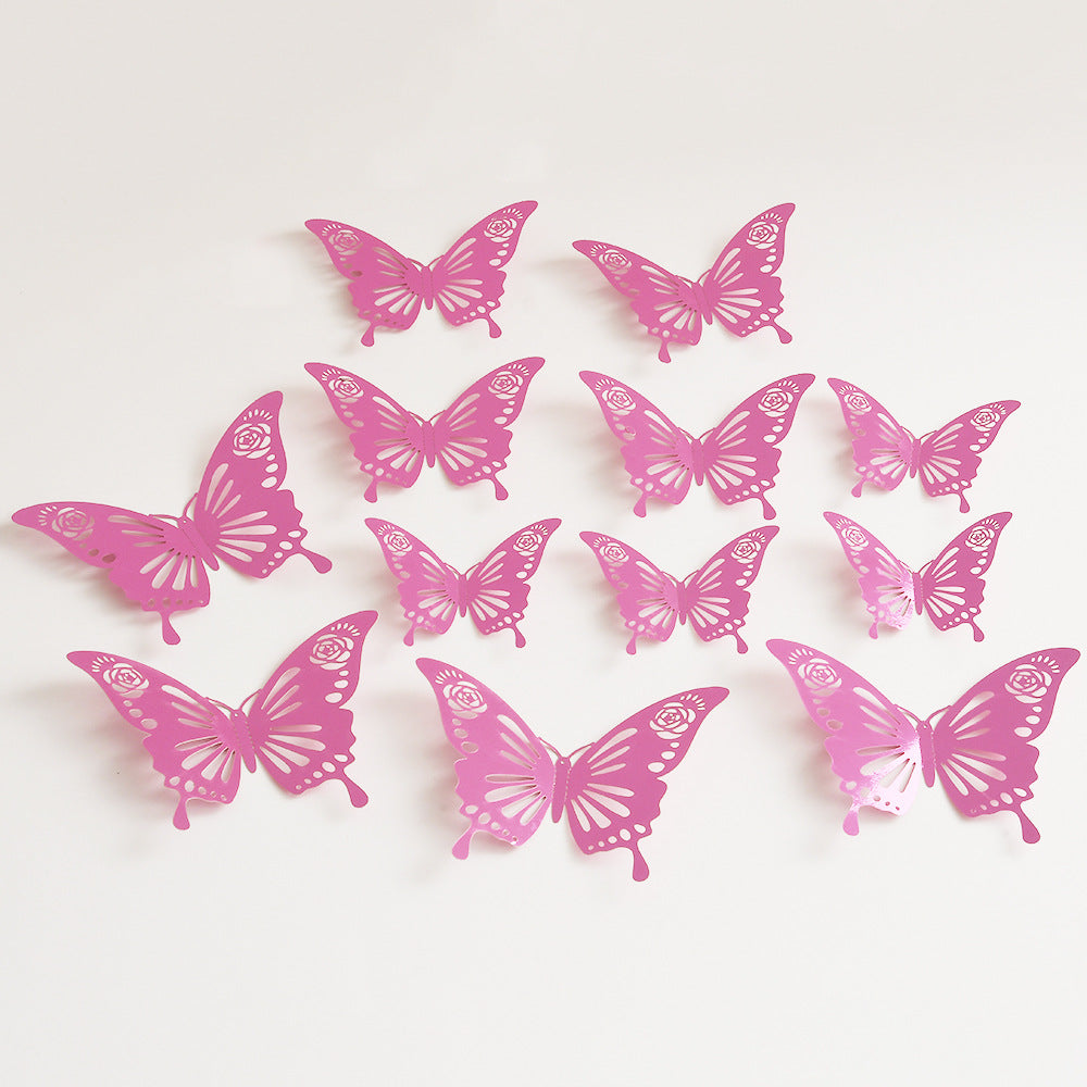 Black 3D Hollow-Out Butterfly Wall Stickers - Bulk Pack for Living Room Decor, Wedding & Holiday Party Decoration