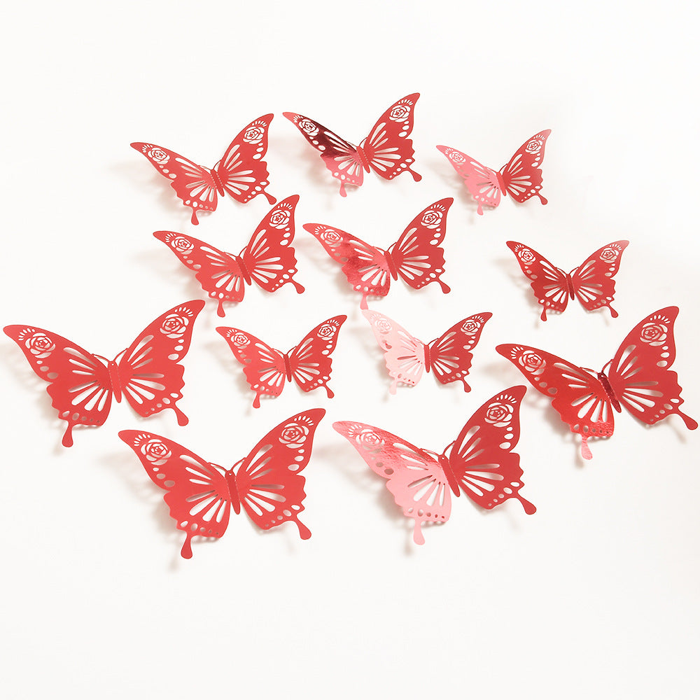 Black 3D Hollow-Out Butterfly Wall Stickers - Bulk Pack for Living Room Decor, Wedding & Holiday Party Decoration