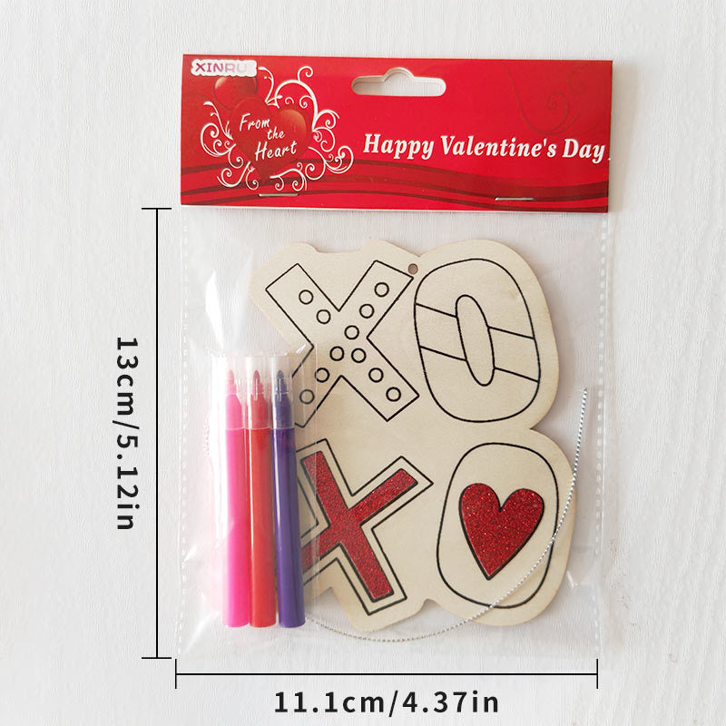 Valentine's Day Wooden Slices,36pcs Heart Cupid Unfinished Wood Cutout Slice Hanging Ornament with Jute Twine and Colored Pen for DIY Craft Supply