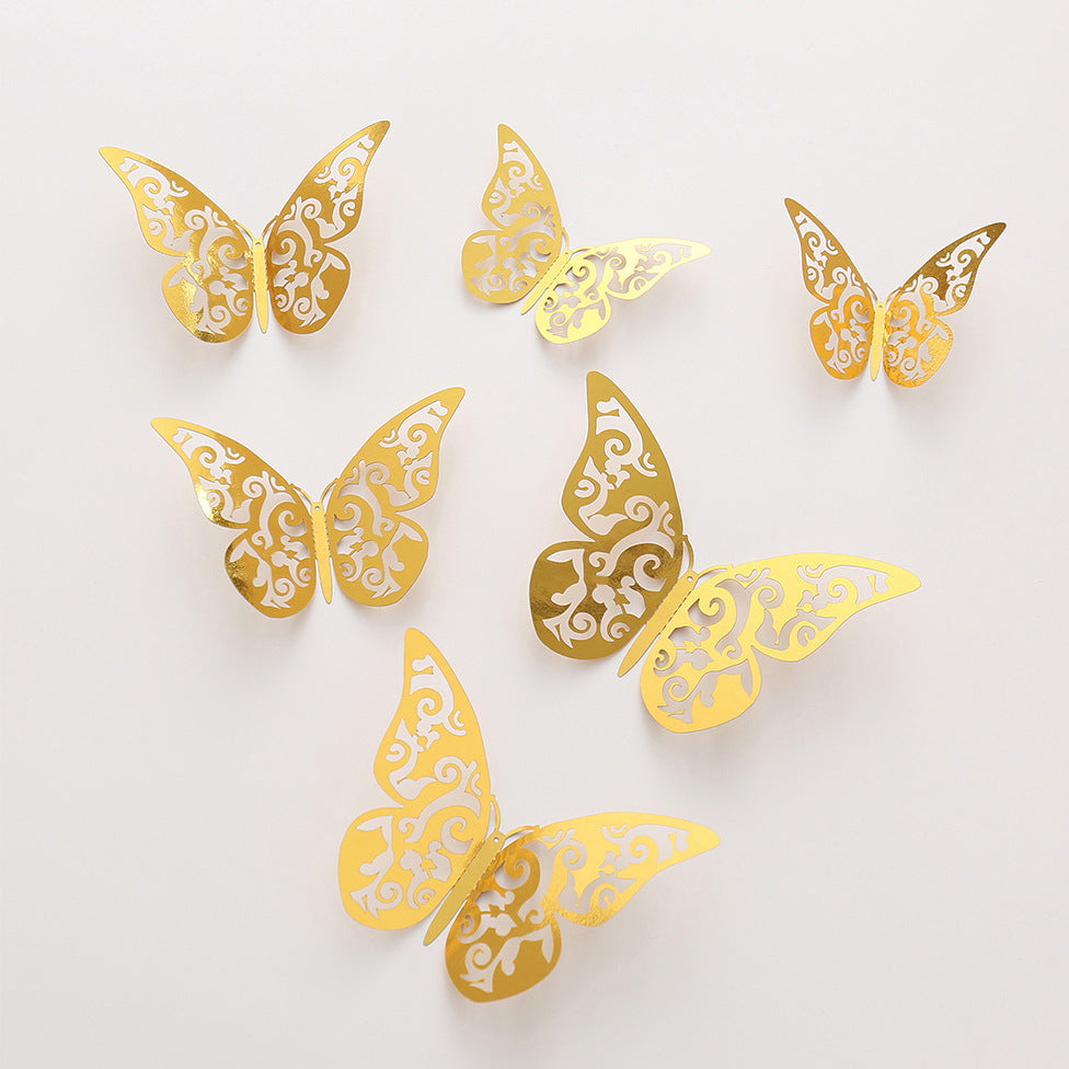 3D Realistic Butterfly Wall Stickers - Hollow-Out Decals for Living Room Decor, Holiday Party Decorations (Self-Adhesive, Cartoon Style Creative Wall Art)