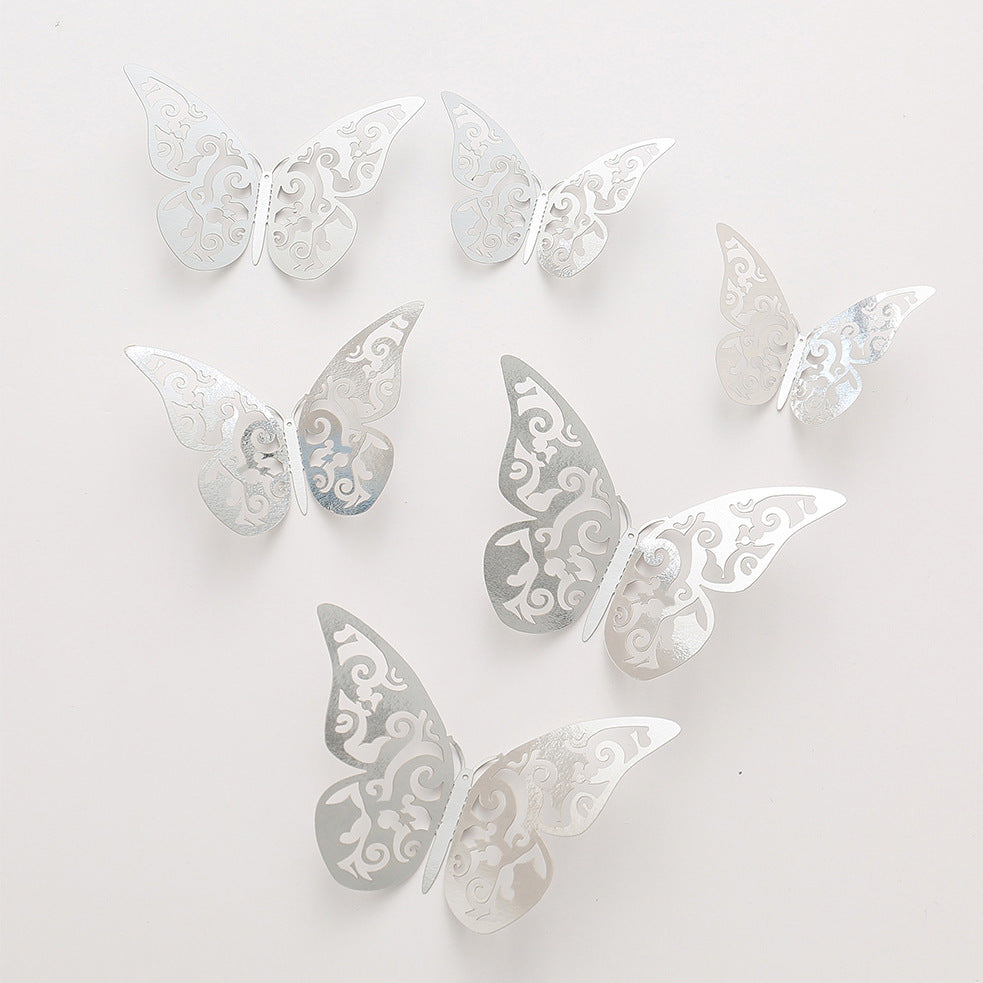 3D Realistic Butterfly Wall Stickers - Hollow-Out Decals for Living Room Decor, Holiday Party Decorations (Self-Adhesive, Cartoon Style Creative Wall Art)