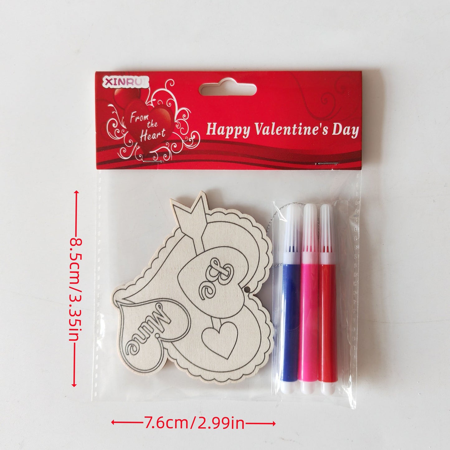 Valentine's Day Wooden Slices,36pcs Heart Cupid Unfinished Wood Cutout Slice Hanging Ornament with Jute Twine and Colored Pen for DIY Craft Supply