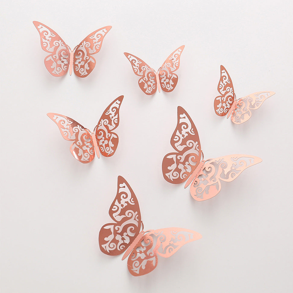 3D Realistic Butterfly Wall Stickers - Hollow-Out Decals for Living Room Decor, Holiday Party Decorations (Self-Adhesive, Cartoon Style Creative Wall Art)