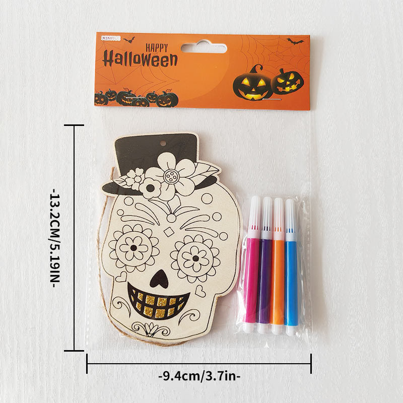 Halloween Crafts for Kids,20 Pieces Halloween Wooden Ornaments Hanging Crafts Wooden Slices for Halloween Decoration DIY Supplies