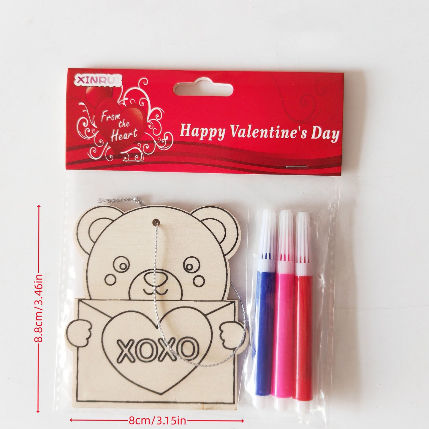 Valentine's Day Wooden Slices,36pcs Heart Cupid Unfinished Wood Cutout Slice Hanging Ornament with Jute Twine and Colored Pen for DIY Craft Supply