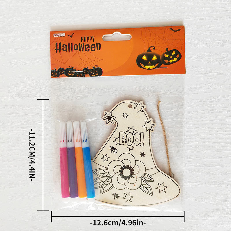 Halloween Crafts for Kids,20 Pieces Halloween Wooden Ornaments Hanging Crafts Wooden Slices for Halloween Decoration DIY Supplies