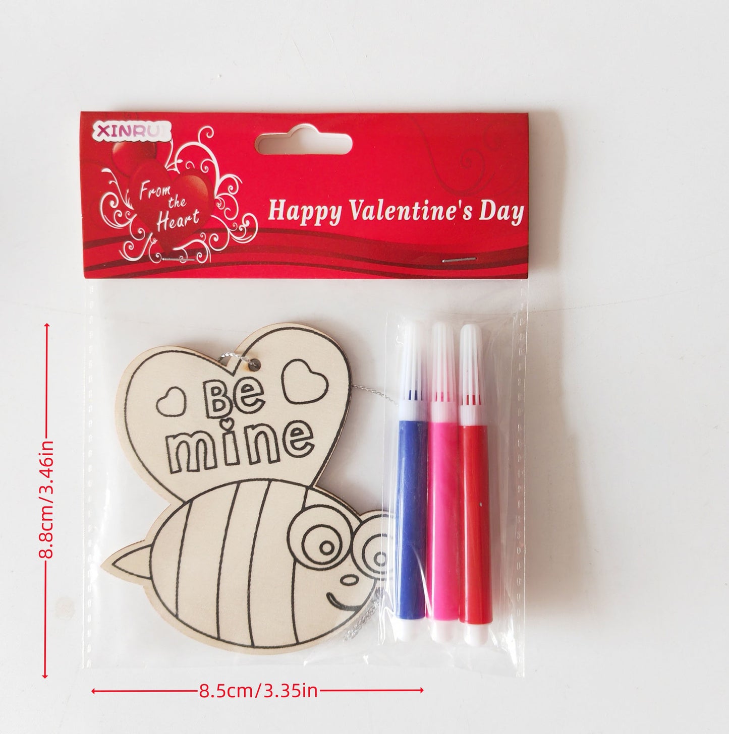 Valentine's Day Wooden Slices,36pcs Heart Cupid Unfinished Wood Cutout Slice Hanging Ornament with Jute Twine and Colored Pen for DIY Craft Supply