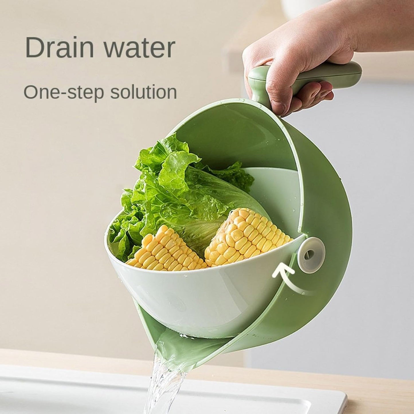 -Tier Collapsible Vegetable Washing Basket - Leakproof Strainer Bowl for Fruits, Salad & Kitchen Draining