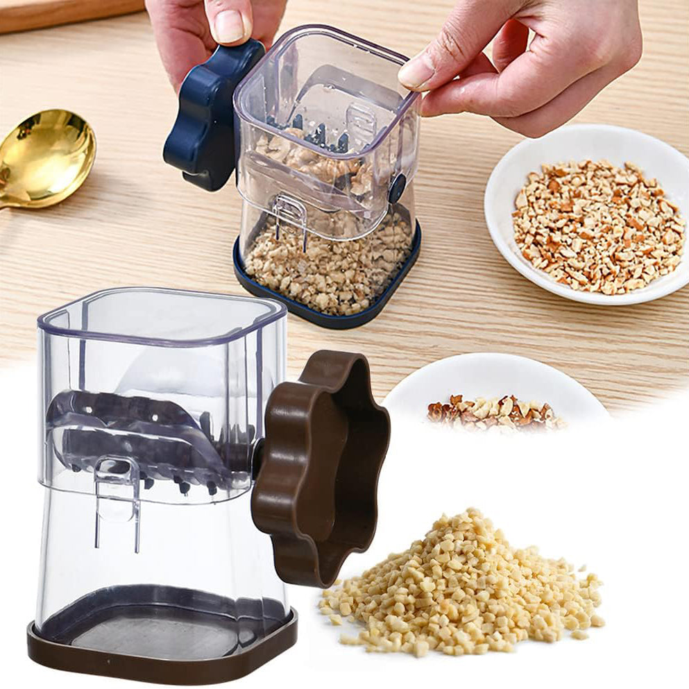 Manual Nut Grinder Portable Dried Fruit Crusher Hand Peanut Masher Walnut Chocolate Chopper With Cover Kitchen Tool Accessories (Blue)