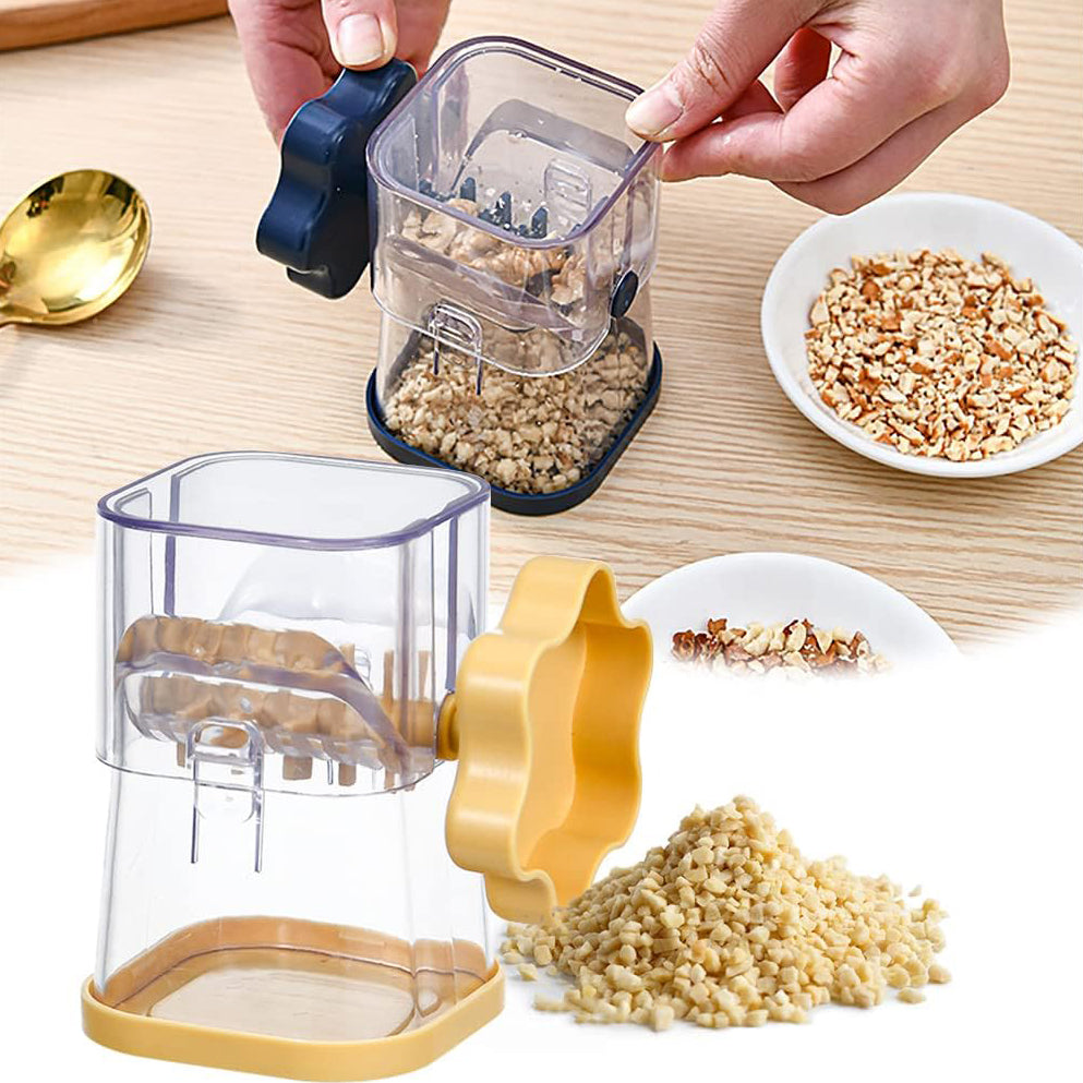 Manual Nut Grinder Portable Dried Fruit Crusher Hand Peanut Masher Walnut Chocolate Chopper With Cover Kitchen Tool Accessories (Blue)