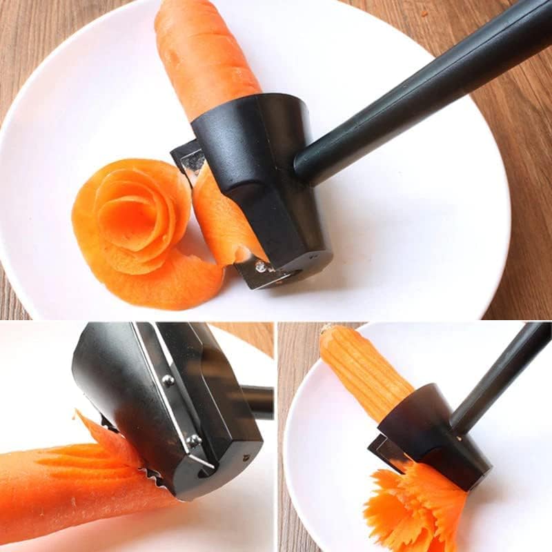 Spiral Funnel Flower Roller - Carrot Curler and Peeler, Carrot Spiral Shred Slicer, Carrot Vegetable Cutter Spiral Slicer, Flower Roller Peeler Spiral Knife for Kitchen Shredded Tool (2PCS)