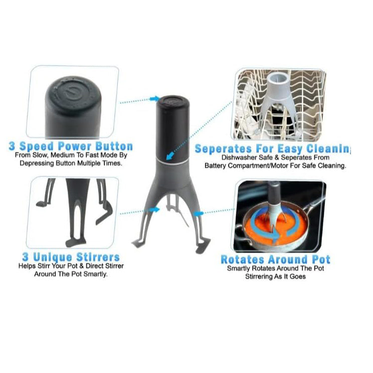 StirrTime, Automatic Pan Stirrer with Timer, Light Gray
