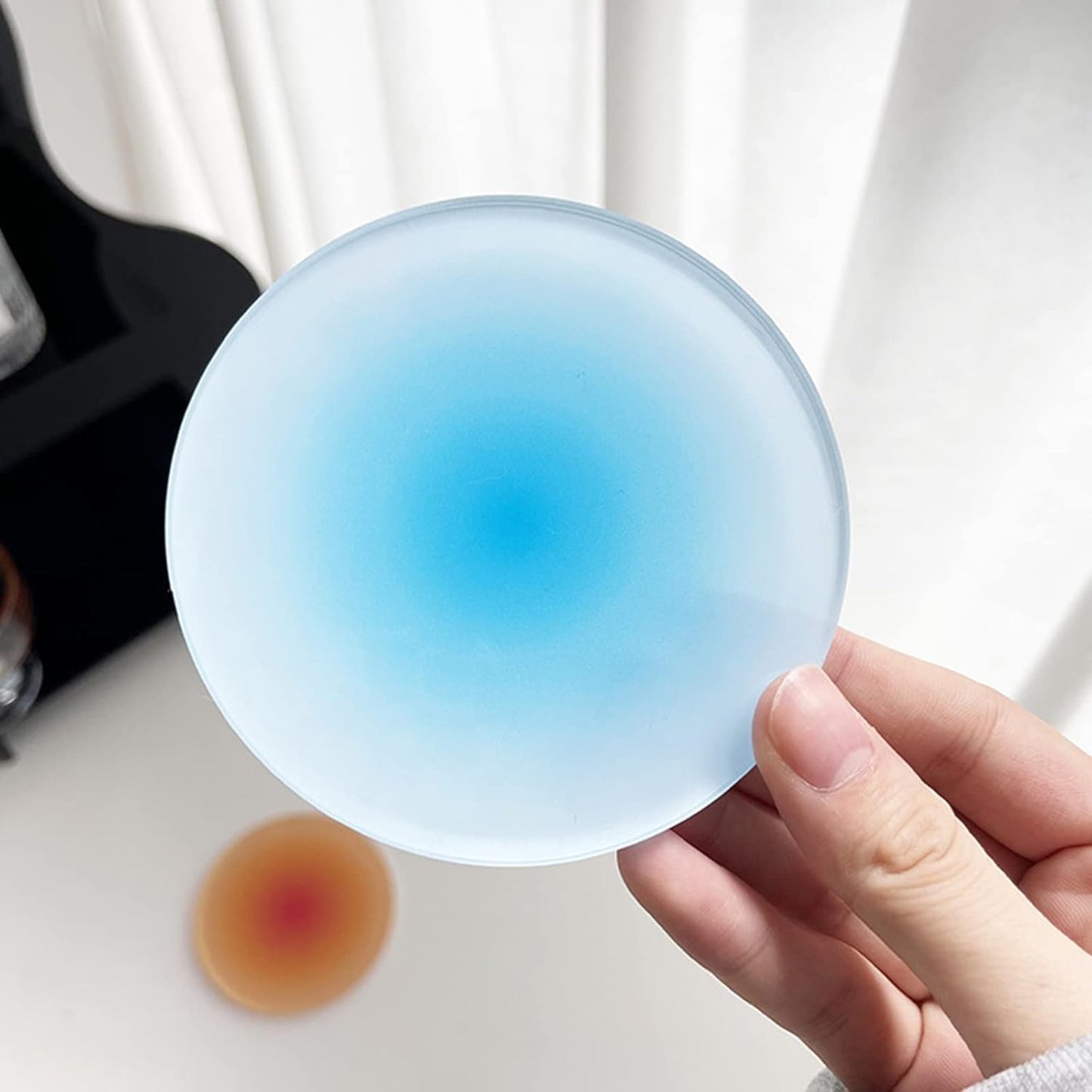 Drink Coasters Colorful Acrylic Coaster Set 4 Pcs , 3.8 Inch Round Non-Slip Table Coasters Coasters for Coffee Table