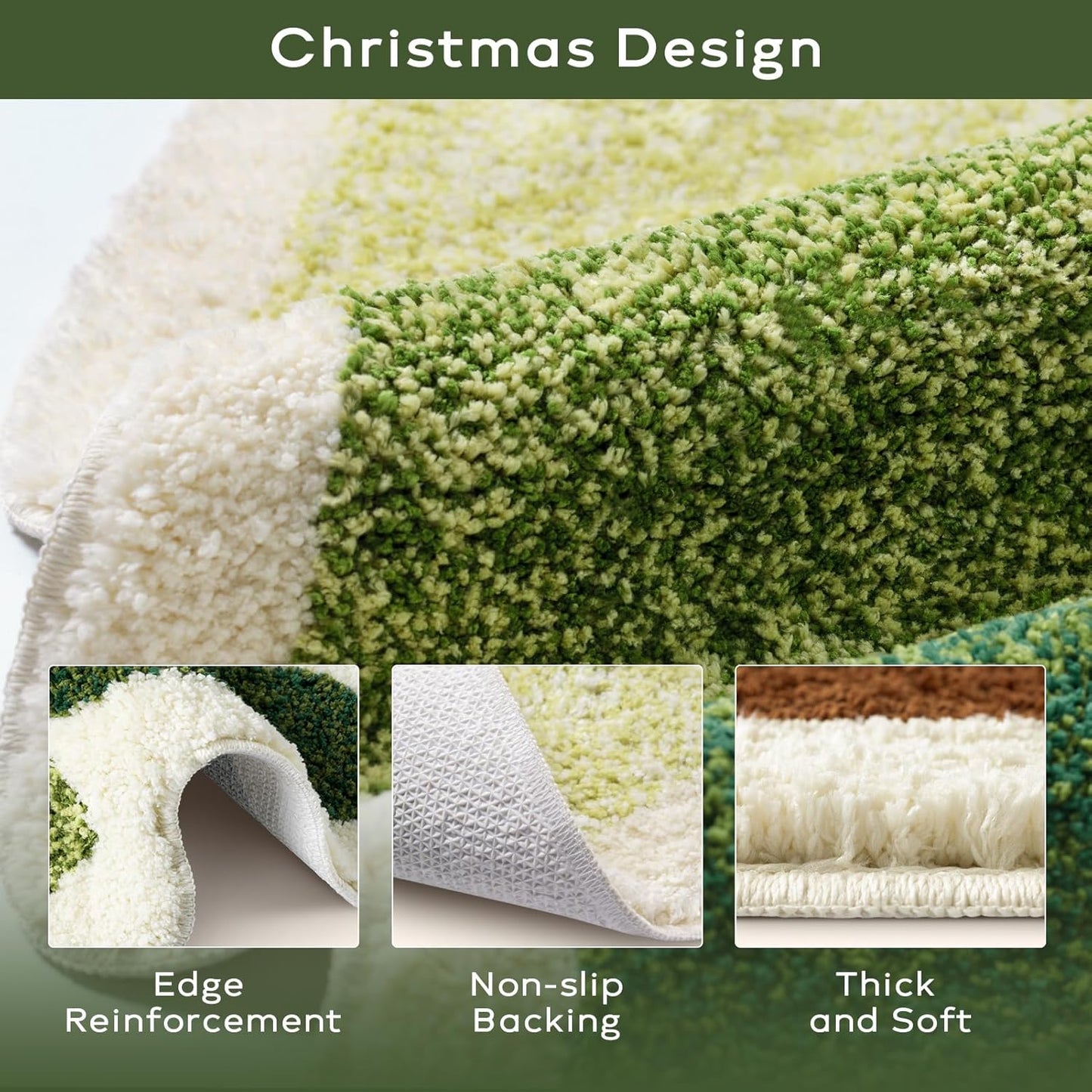 Christmas Tree Tufted Rug Light Green 60 x 90cm