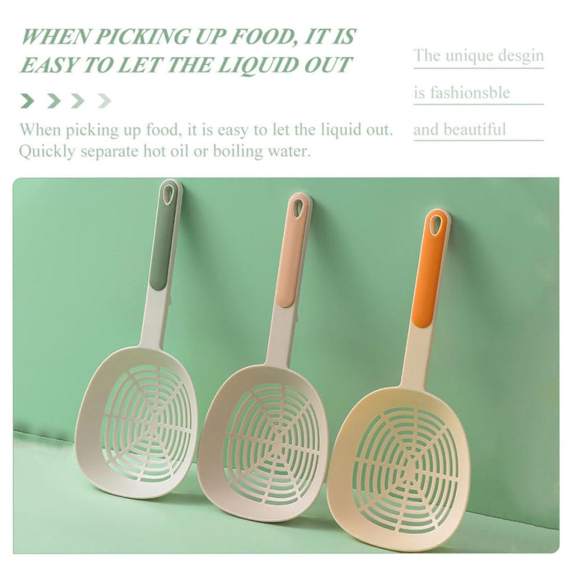 2pcs Noodle Spoon Mesh Strainer Straining Colander Scoop Frying Oil Strainer Ice Shovel Water Spoon Tagliatelle Pasta Silicone Spoon Dumplings Nylon