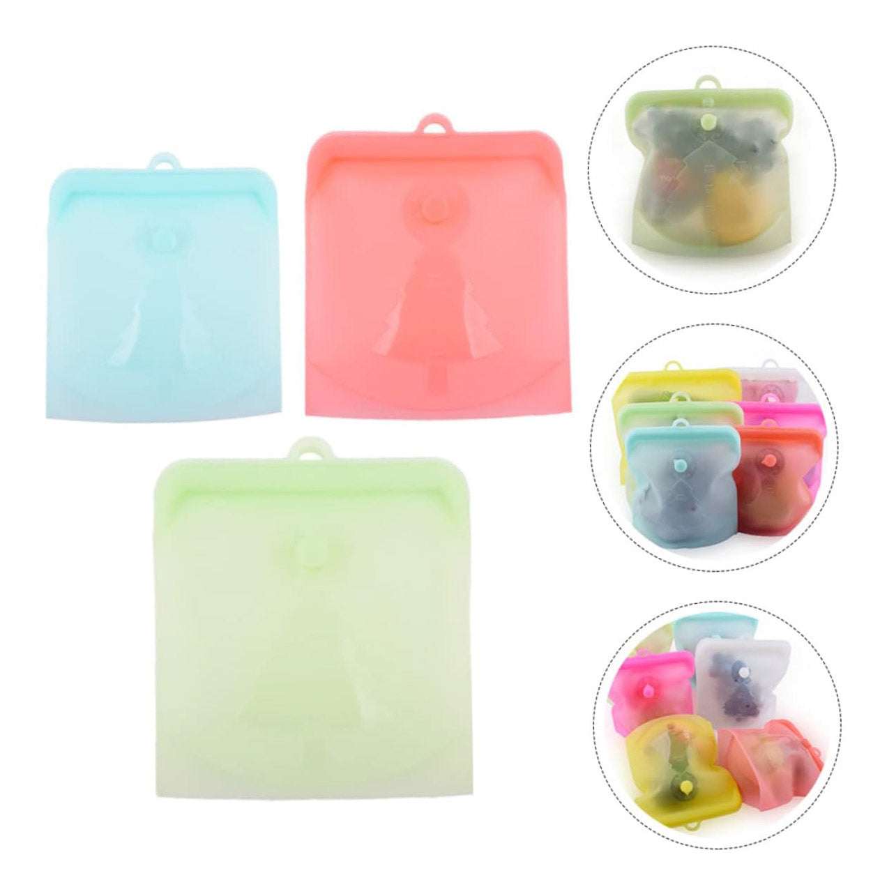 6 Pcs Silicone Storage Bag Sandwich Bags Reusable Freezer Bags Food Bags Reusable Food Bags Food Storage Bags Reusable Snack Bags for Kids Reusable Storage Bags Silicone Bags