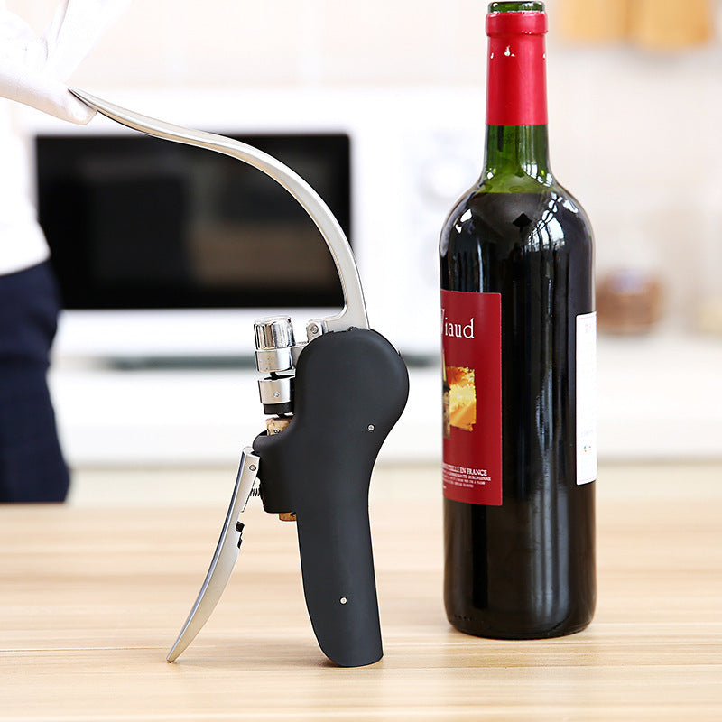 Stainless Steel Wine Opener Compact Vertical Corkscrew Wine Bottle Opener with Foil Cutter