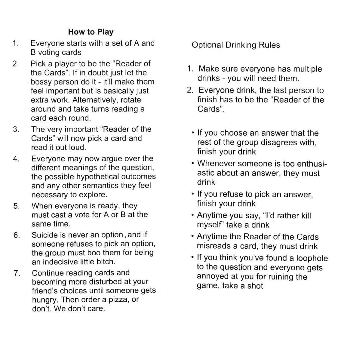 Choices Card Game Board Game Drinking Games for Family, Party Games English Version