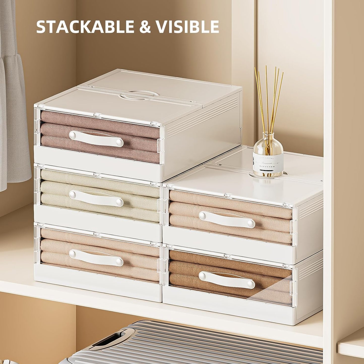 4 Pack Bed Sheet Organizers and Storage, Foldable Sheet Organizer for Linen Closet, Plastic Sheets Set Linen Closet Organizer Folder for Bedding Sheets, Duvet Covers, Pillow Case, White