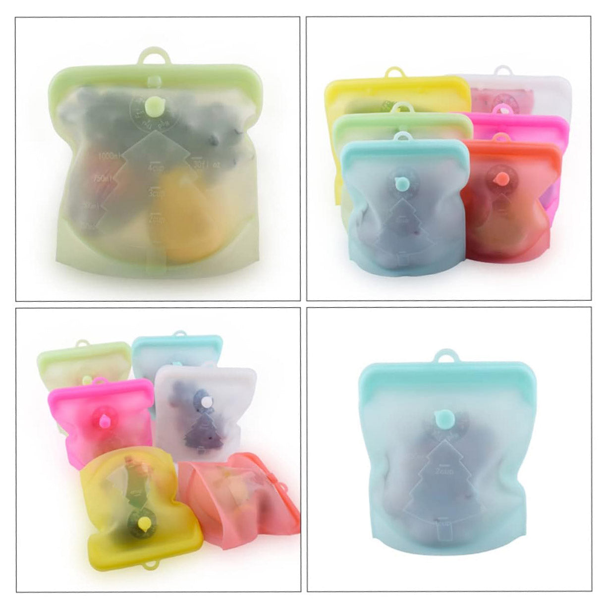 6 Pcs Silicone Storage Bag Sandwich Bags Reusable Freezer Bags Food Bags Reusable Food Bags Food Storage Bags Reusable Snack Bags for Kids Reusable Storage Bags Silicone Bags