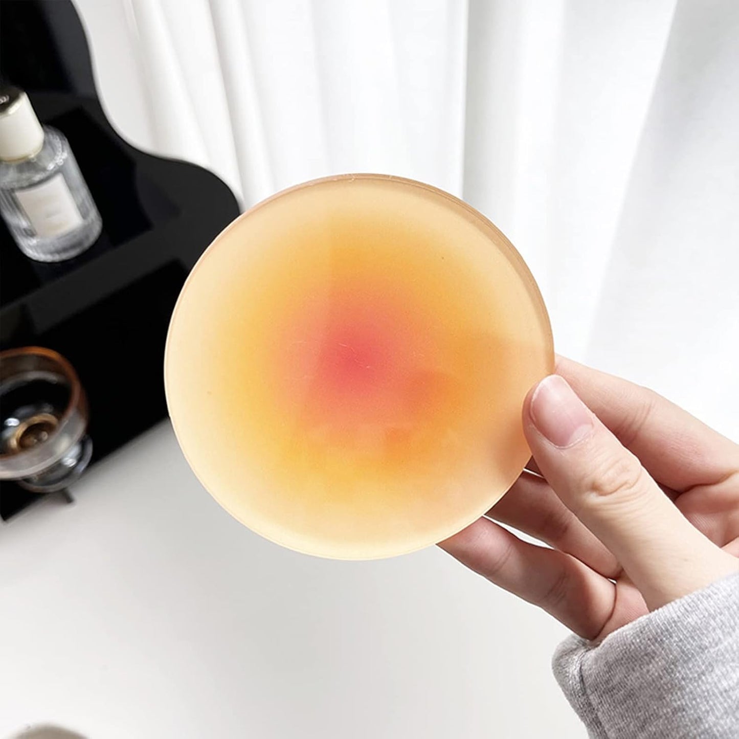 Drink Coasters Colorful Acrylic Coaster Set 4 Pcs , 3.8 Inch Round Non-Slip Table Coasters Coasters for Coffee Table