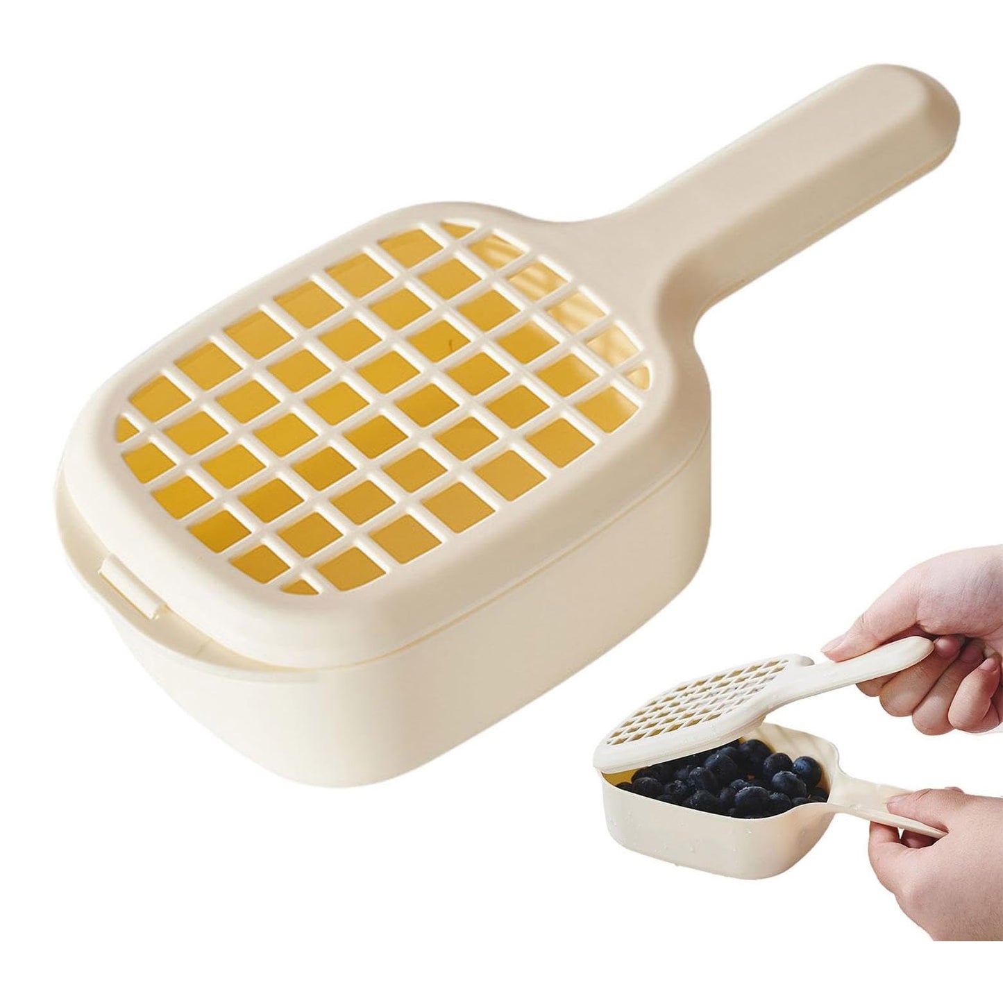 Generic Fruit Strainer Kitchen Basket Drainage Kitchen Basket Fruit Colander Handy Colander - Efficient Kitchen Drainage Basket for Washing Blueberries, Small Tomatoes, Grapes, Light Yellow