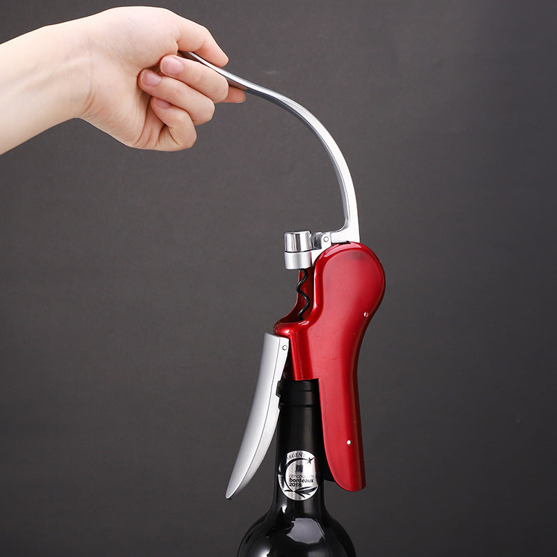 Stainless Steel Wine Opener Compact Vertical Corkscrew Wine Bottle Opener with Foil Cutter