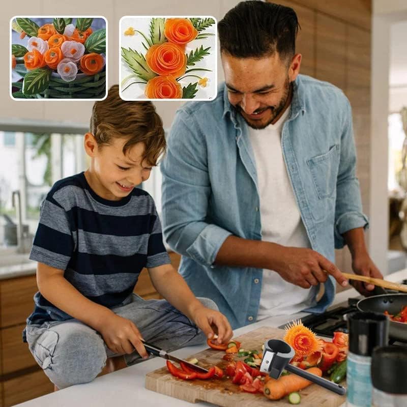 Spiral Funnel Flower Roller - Carrot Curler and Peeler, Carrot Spiral Shred Slicer, Carrot Vegetable Cutter Spiral Slicer, Flower Roller Peeler Spiral Knife for Kitchen Shredded Tool (2PCS)