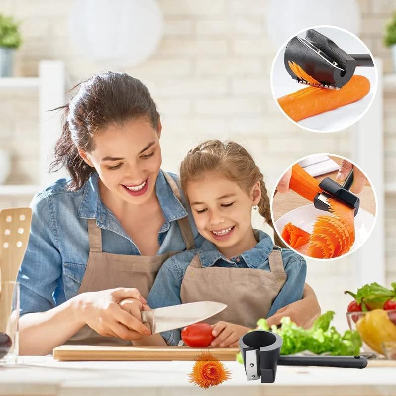Spiral Funnel Flower Roller - Carrot Curler and Peeler, Carrot Spiral Shred Slicer, Carrot Vegetable Cutter Spiral Slicer, Flower Roller Peeler Spiral Knife for Kitchen Shredded Tool (2PCS)