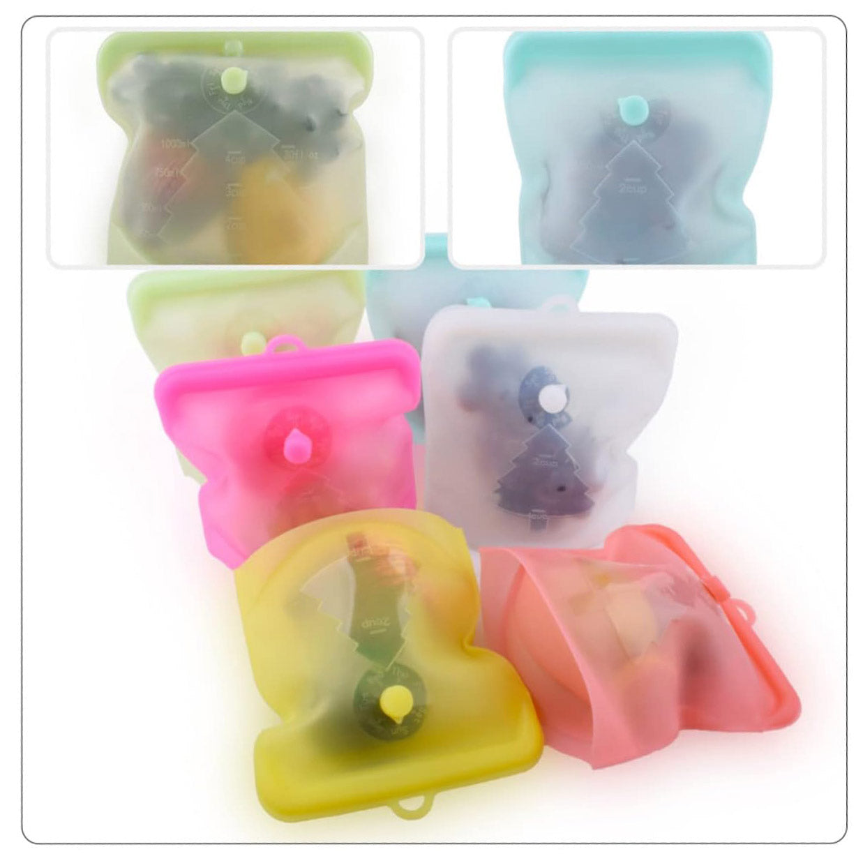 6 Pcs Silicone Storage Bag Sandwich Bags Reusable Freezer Bags Food Bags Reusable Food Bags Food Storage Bags Reusable Snack Bags for Kids Reusable Storage Bags Silicone Bags