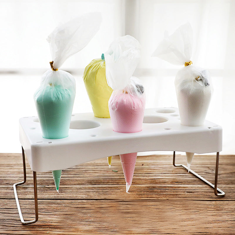 Piping bag shelf Decorating bag rack Cake decorating frosting bag rack Stainless steel feet Cake tools DIY baking 12 cavity cream bag rack (1 Packs)