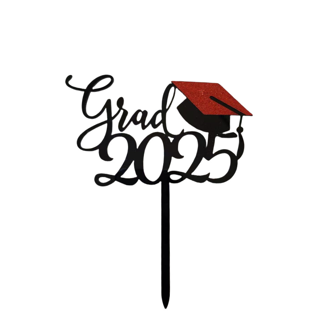 2025 Graduation Cupcake Toppers Black Cake Picks Graduation Table Centerpieces Class of 2025 Cake Decorations Grad Party Favor Supplies
