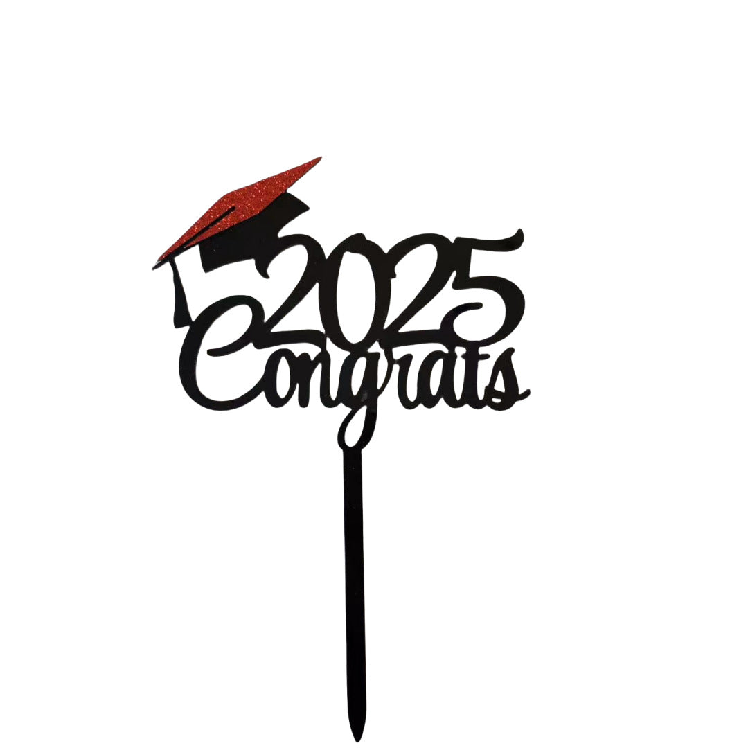 2025 Graduation Cupcake Toppers Black Cake Picks Graduation Table Centerpieces Class of 2025 Cake Decorations Grad Party Favor Supplies