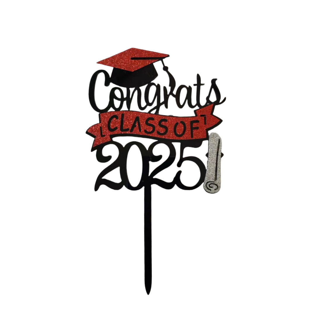2025 Graduation Cupcake Toppers Black Cake Picks Graduation Table Centerpieces Class of 2025 Cake Decorations Grad Party Favor Supplies