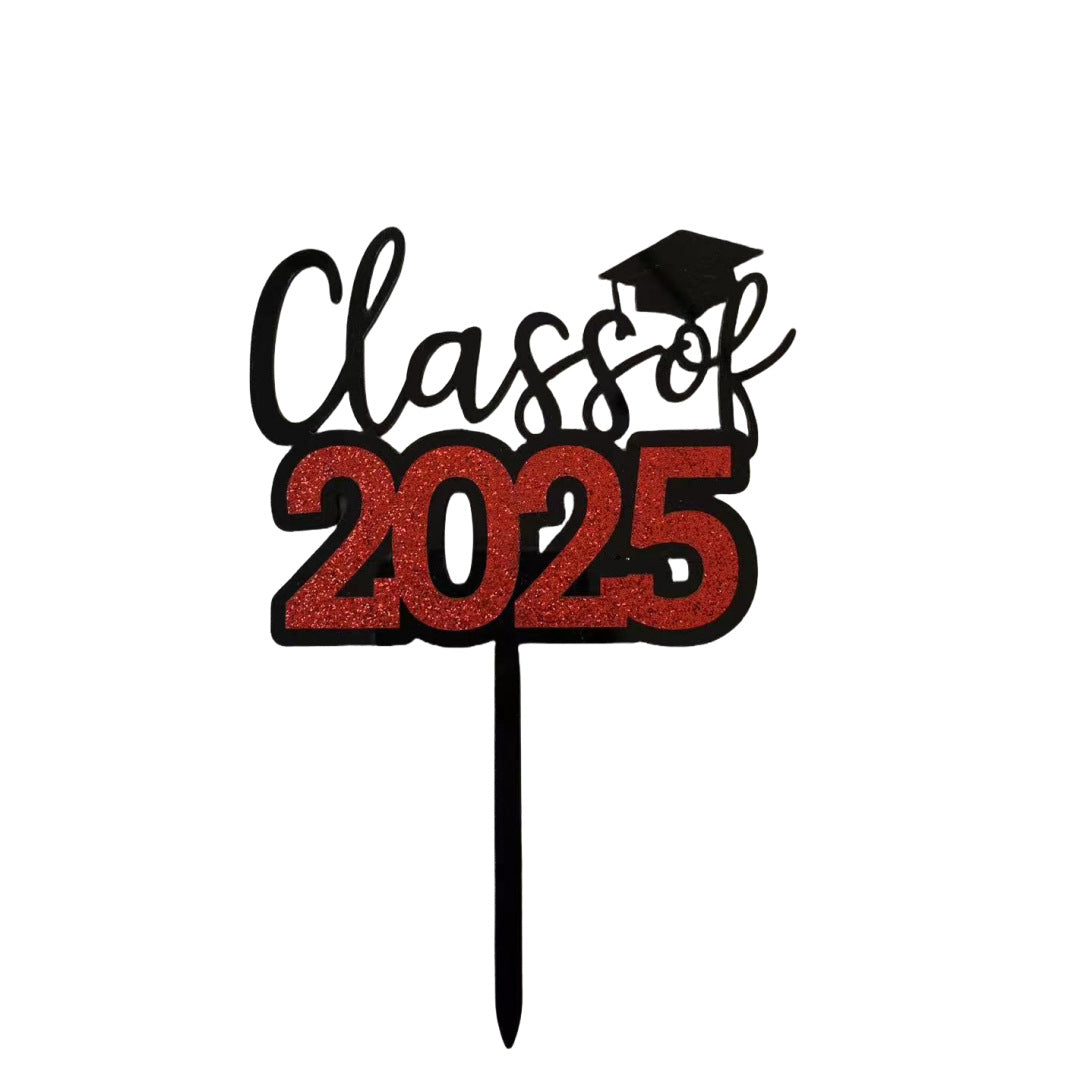 2025 Graduation Cupcake Toppers Black Cake Picks Graduation Table Centerpieces Class of 2025 Cake Decorations Grad Party Favor Supplies