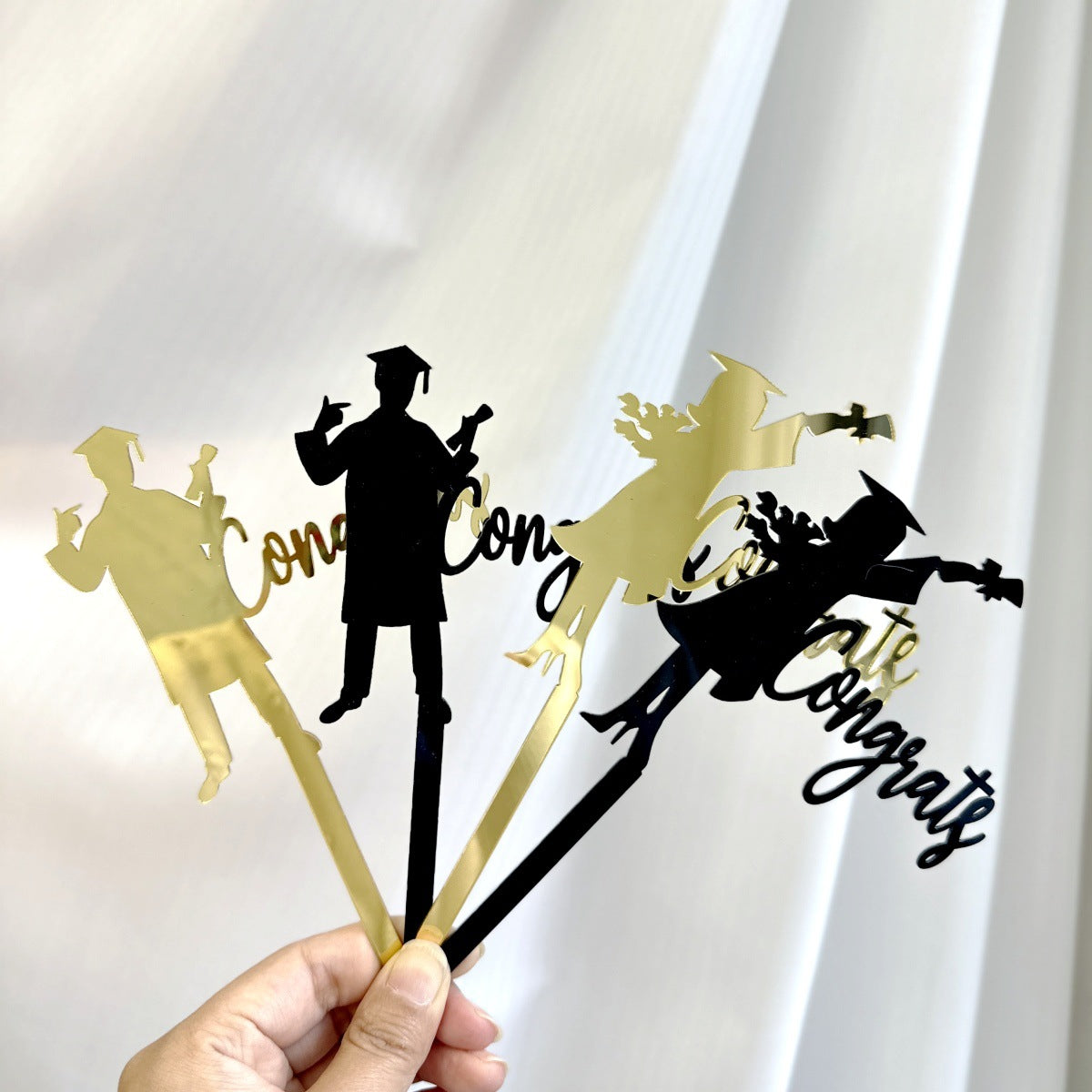 2025 Student Graduation Cupcake Toppers Black Class of 2025 Boys Girls Graduate Cap Cupcake Picks for 2025 Graduation Theme Party Cake Decorations Supplies