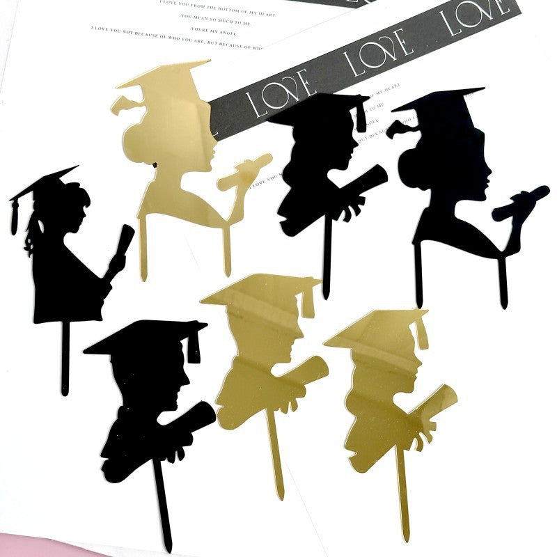Female Phd Graduation Cake Insert Props Cake Decor Chic Cupcake Picks for Graduation Gatherings Mixed Style Celebration Supplies