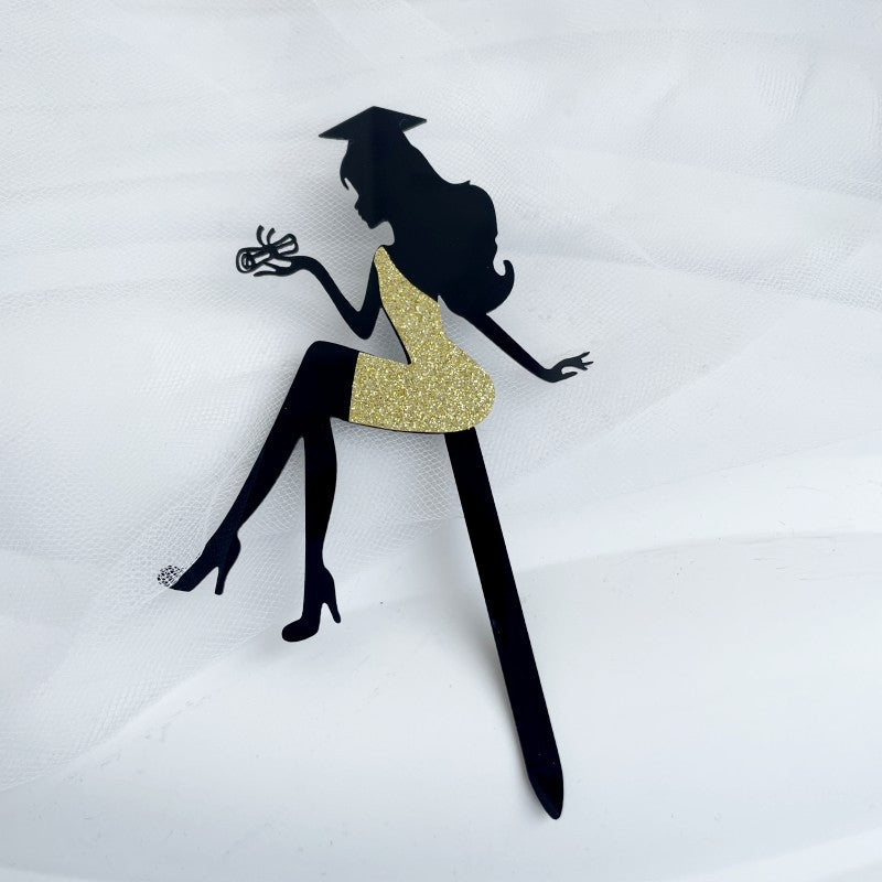 Female Phd Graduation Cake Insert Props Cake Decor Chic Cupcake Picks for Graduation Gatherings Mixed Style Celebration Supplies