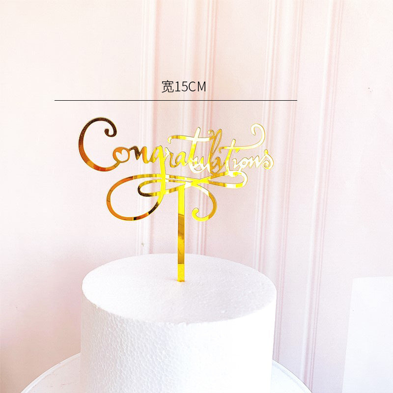 Congratulations Gold Cake Topper, Graduation, Wedding, Retirement Party Supplies