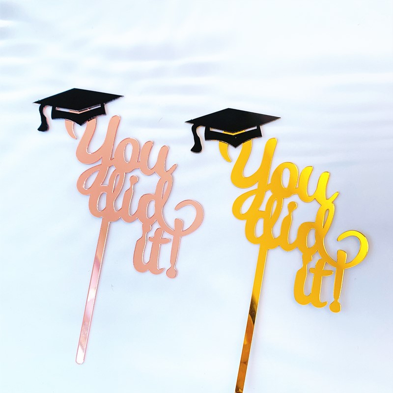Congrats Grad Acrylic Cake Topper - Class of 2023 Graduate Party Decoration- High School Graduation, College Graduate Cake Topper Supplies