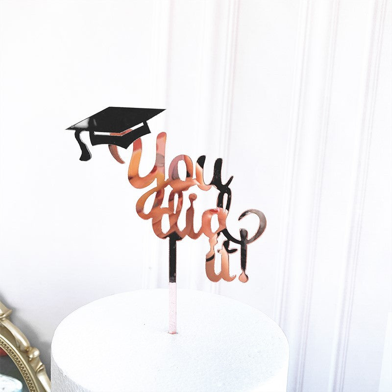 Congrats Grad Acrylic Cake Topper - Class of 2023 Graduate Party Decoration- High School Graduation, College Graduate Cake Topper Supplies