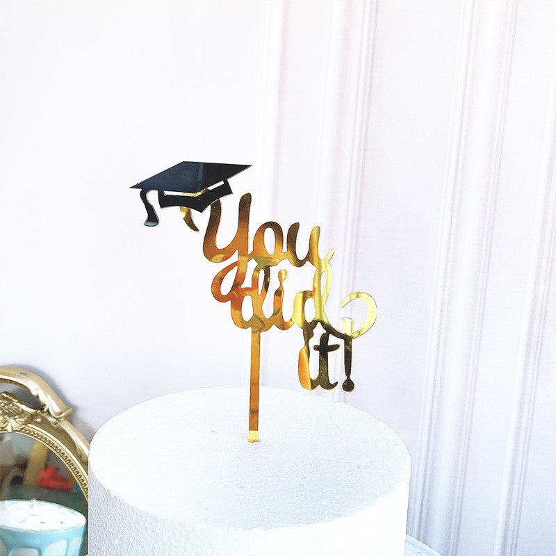 Congrats Grad Acrylic Cake Topper - Class of 2023 Graduate Party Decoration- High School Graduation, College Graduate Cake Topper Supplies